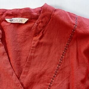 Bach Indian Embroidered Boho Rust Blouse 3/4 Sleeve Pullover Large